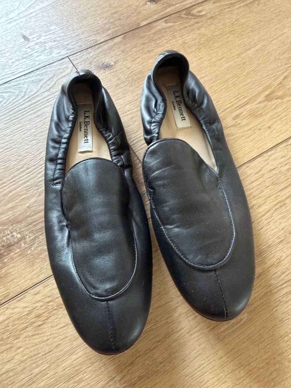LK Bennett Black Leather Slip-On Driving Loafers